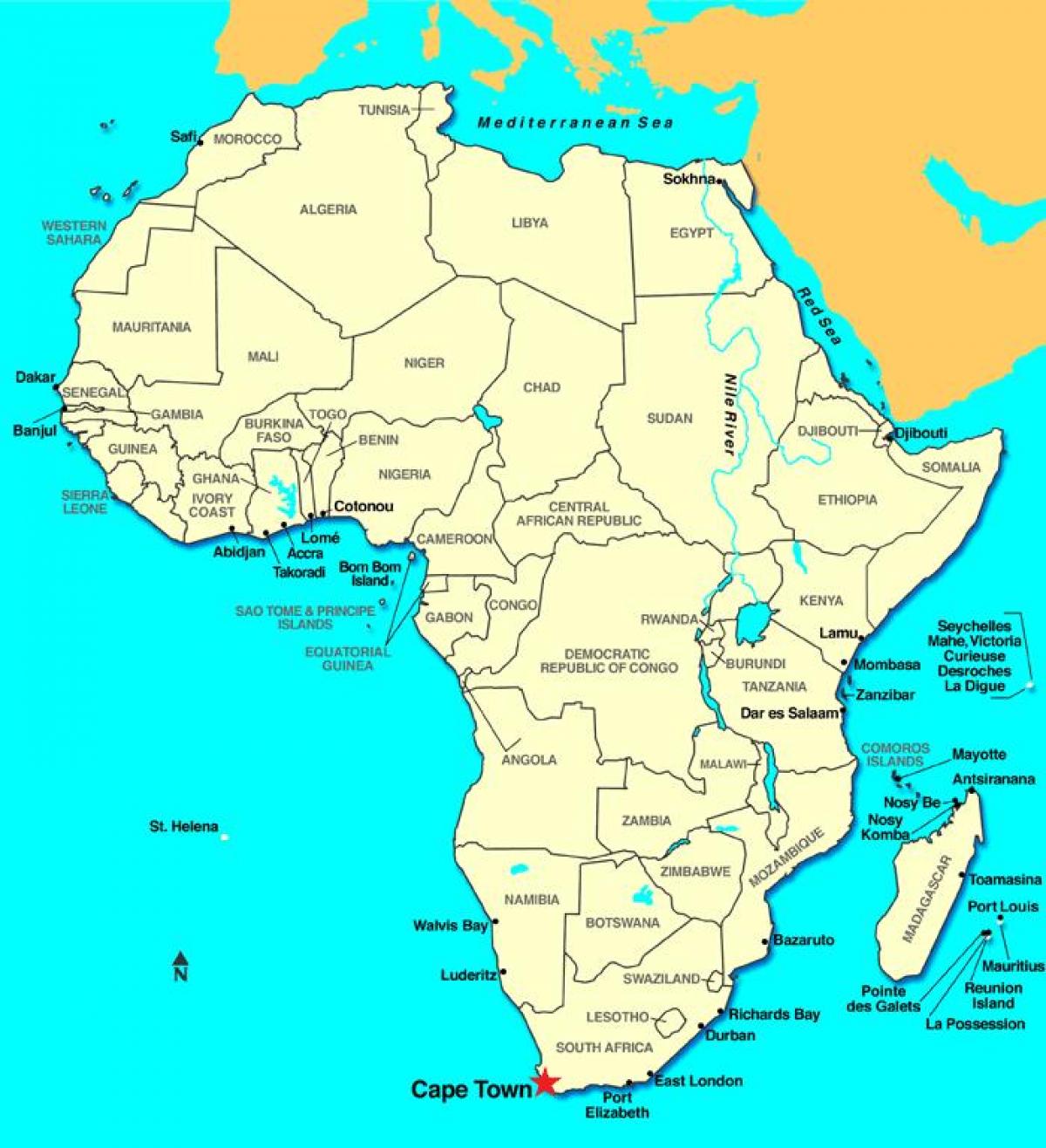le cap de l'afrique carte