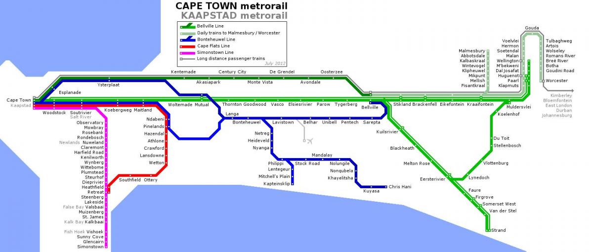 carte de la Ville du Cap métro