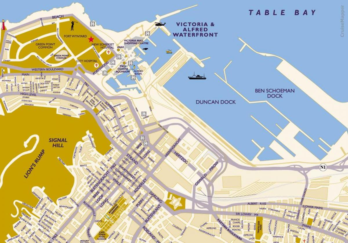 la carte de le Cap le terminal de croisière
