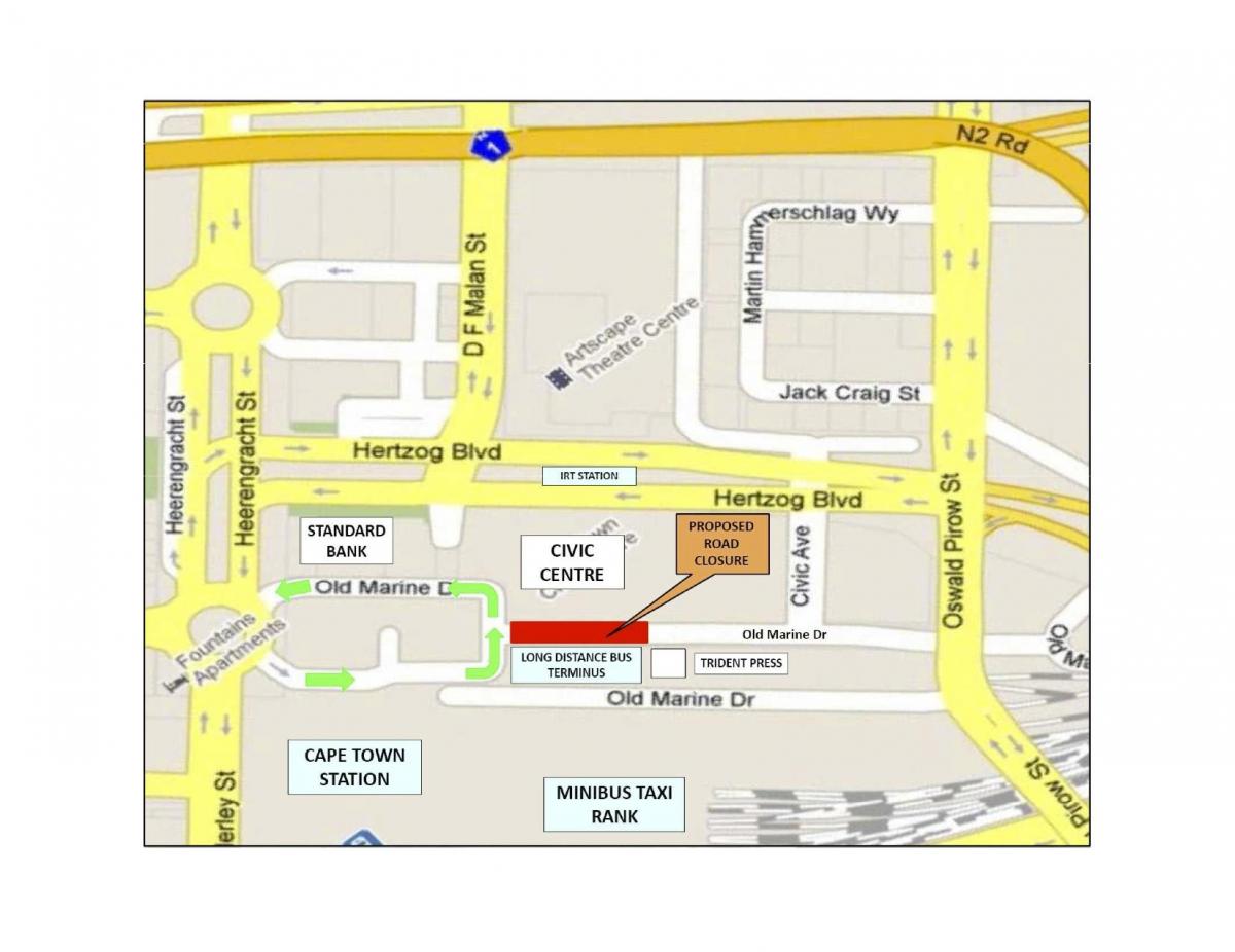 carte de Cape Town centre civique