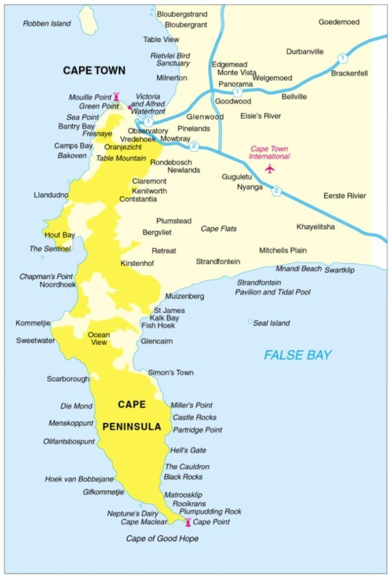Carte de la péninsule du cap