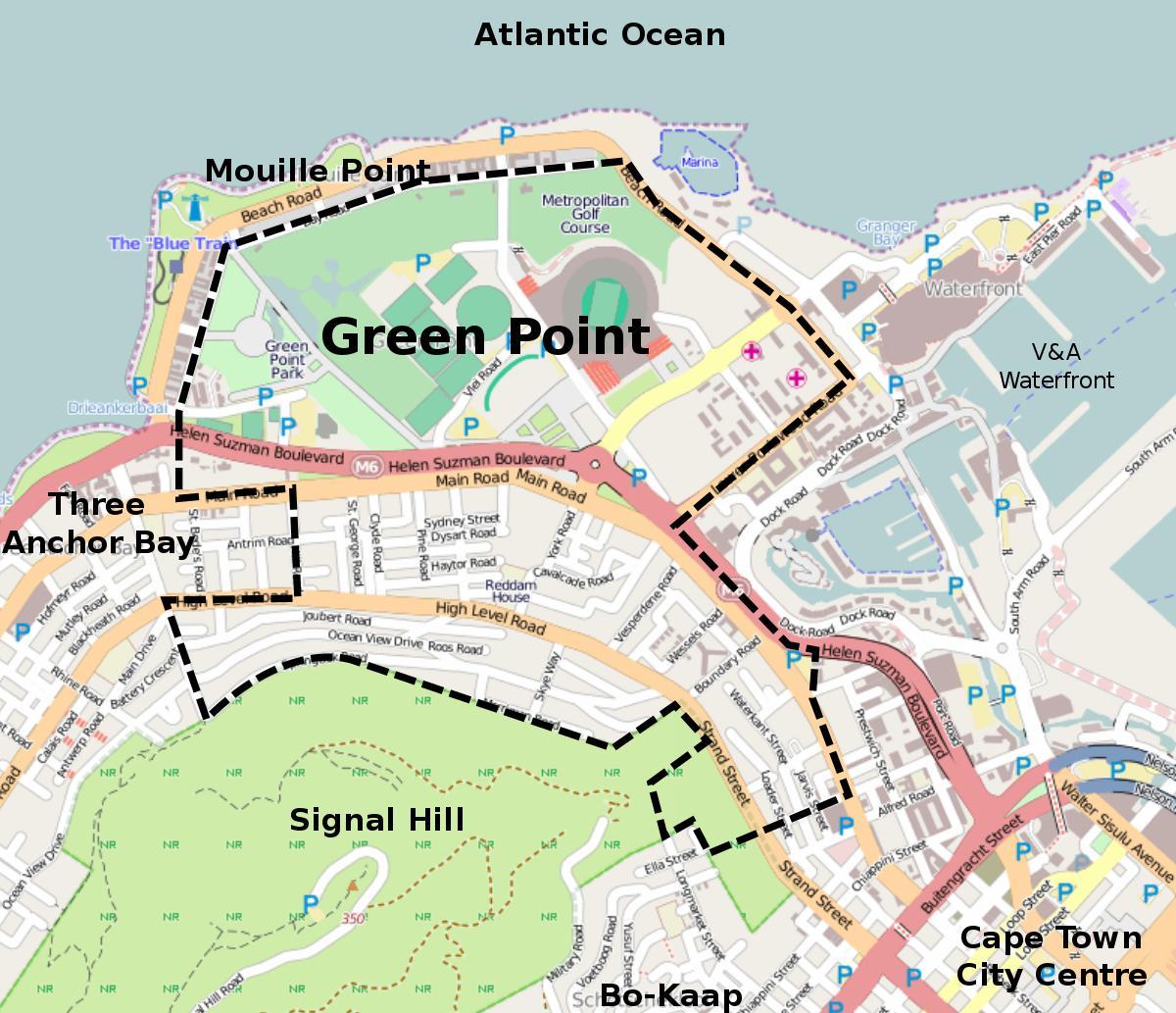 point vert le Cap de la carte
