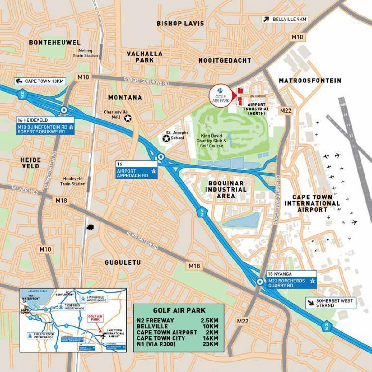 carte de l'aéroport de industria Cape Town