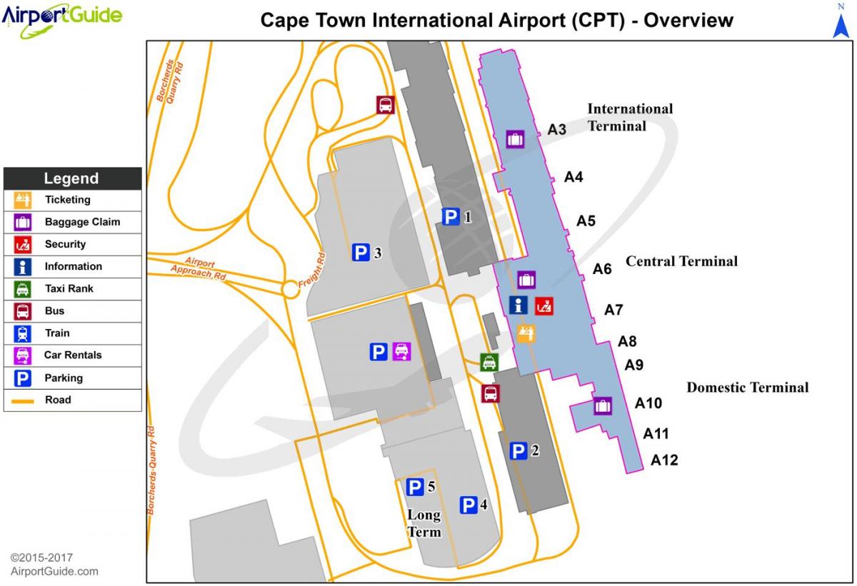 L'aéroport international du cap de la carte
