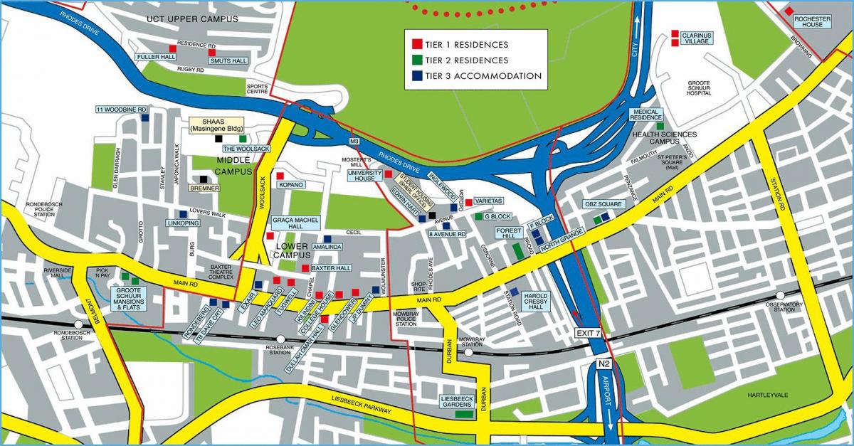 carte de l'université de Cape Town