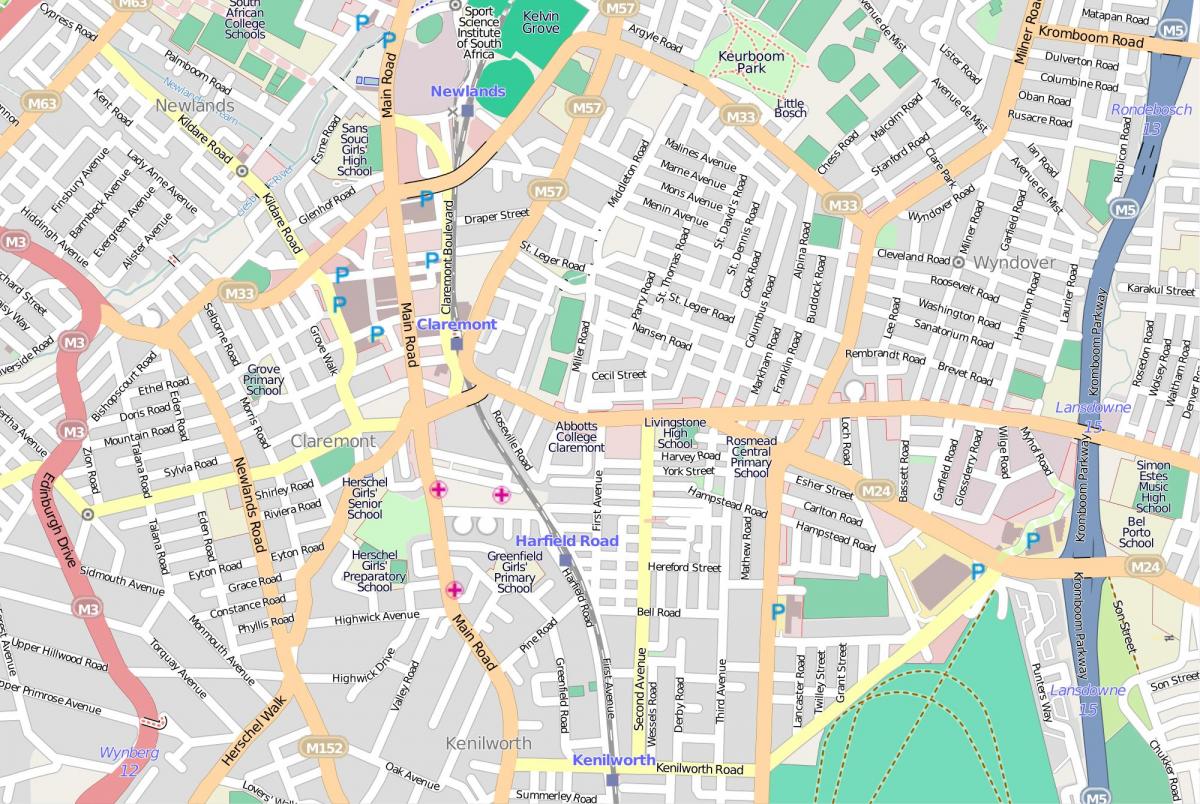 carte de la carte aérienne de la Ville du Cap