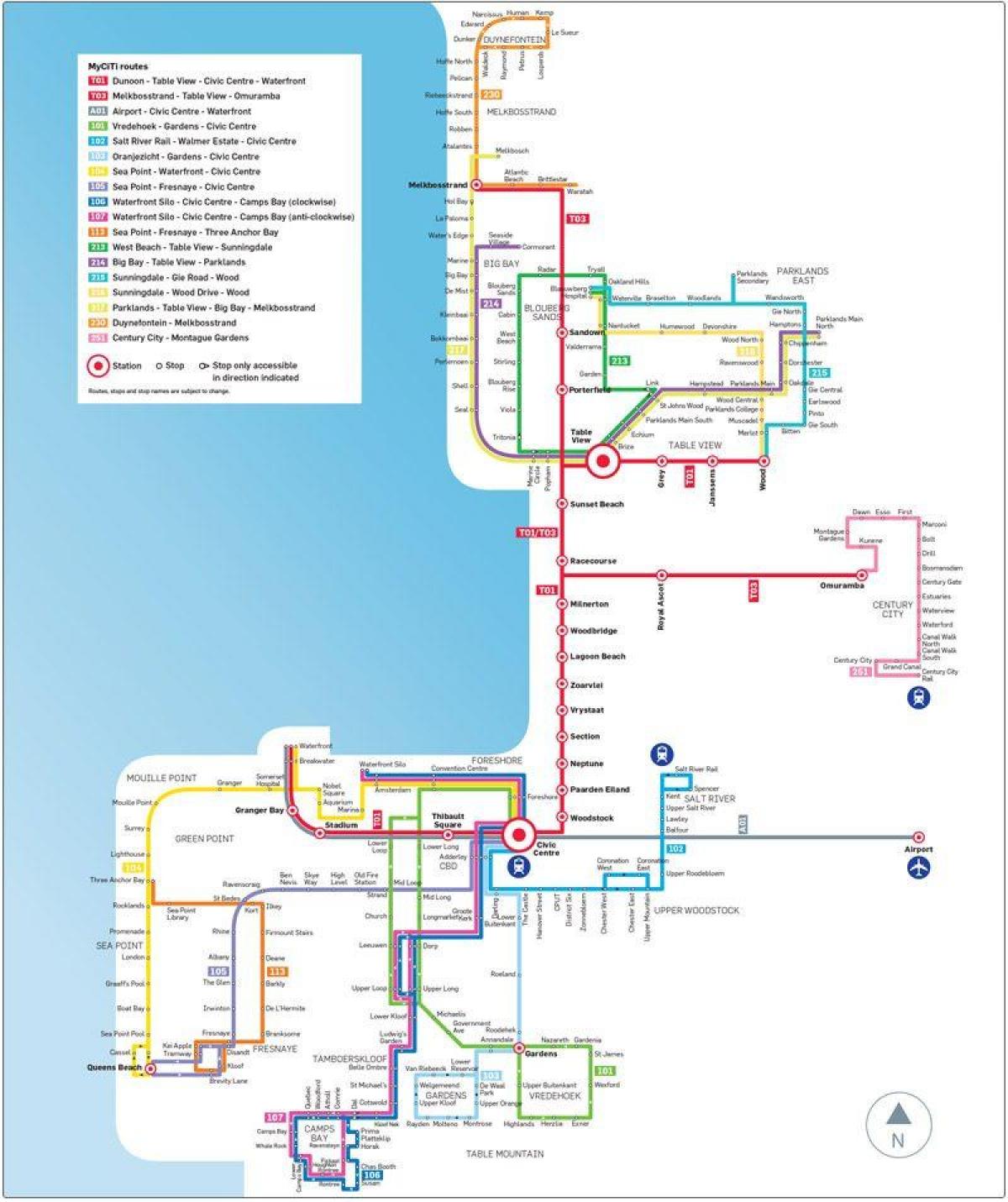 bus myciti la carte de l'itinéraire