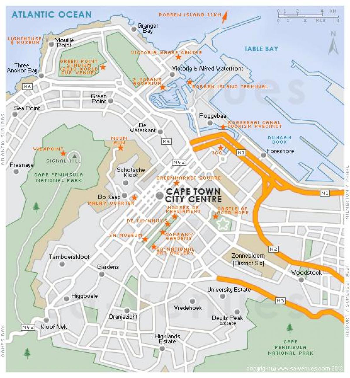 carte de siècle de la ville de Cape Town