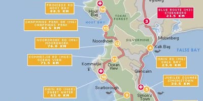 Carte de cape argus itinéraire