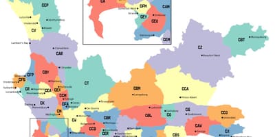Carte de l'ouest de la banlieue du cap