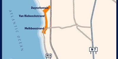 Carte de l'ouest de la plage de Cape Town