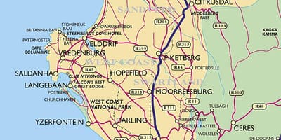 Carte de la côte ouest du Cap