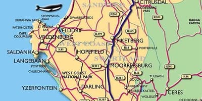 Carte des côtes de Cape Town