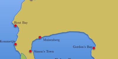 Carte de simon's town, Afrique du Sud