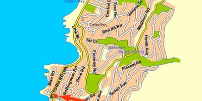 Carte de l'océan, vue sur la Ville du Cap